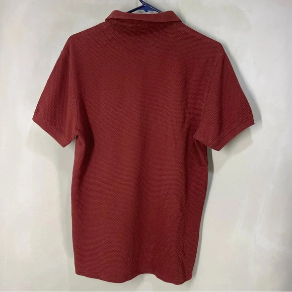 ZARA MAN Maroon Red Textured Regular Short Sleeve Knit Polo Shirt Medium size - Picture 6 of 6